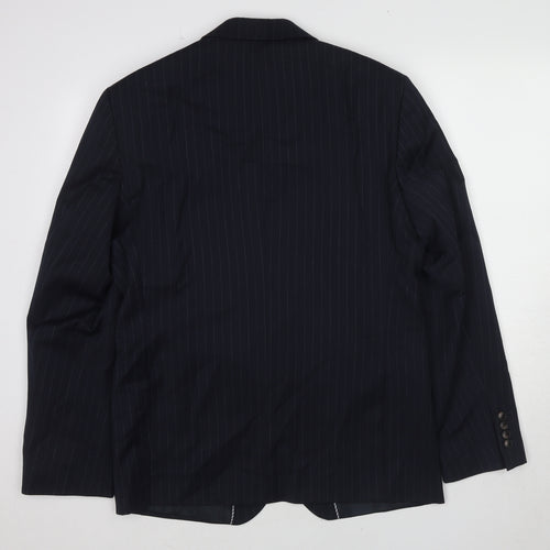 Marks and Spencer Mens Blue Striped Wool Jacket Suit Jacket Size 42 Regular