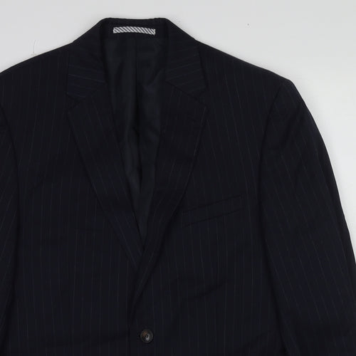 Marks and Spencer Mens Blue Striped Wool Jacket Suit Jacket Size 42 Regular