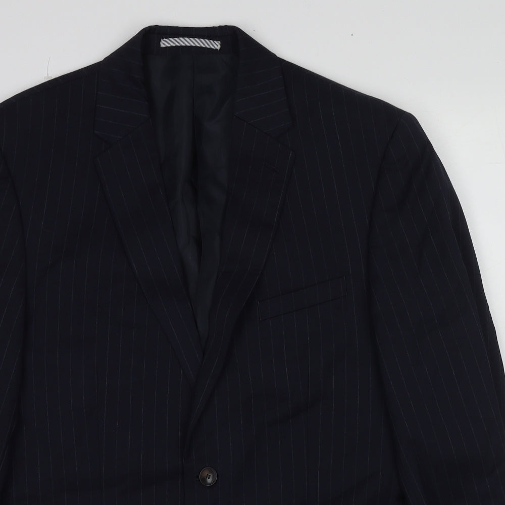 Marks and Spencer Mens Blue Striped Wool Jacket Suit Jacket Size 42 Regular
