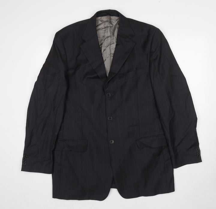 Marks and Spencer Mens Grey Plaid Wool Jacket Suit Jacket Size 42 Regular