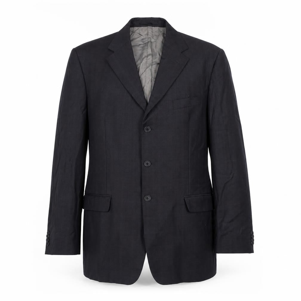 Front view of Marks & Spencer men’s grey plaid wool jacket suit jacket, size 42, regular