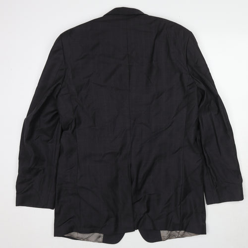 Marks and Spencer Mens Grey Plaid Wool Jacket Suit Jacket Size 42 Regular