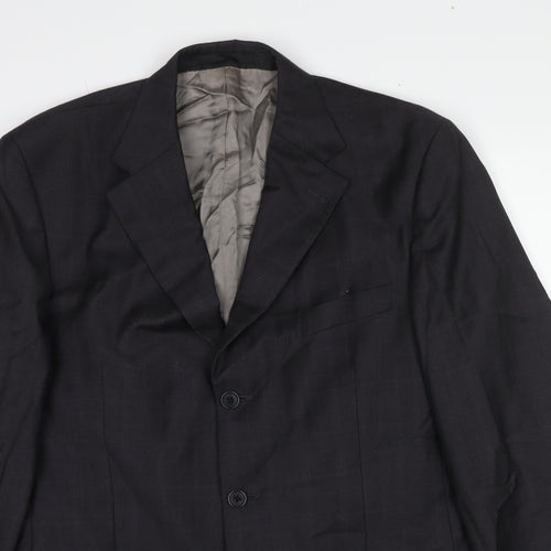 Marks and Spencer Mens Grey Plaid Wool Jacket Suit Jacket Size 42 Regular