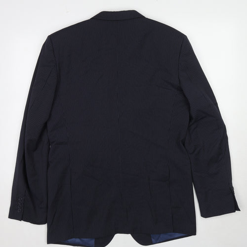 Marks and Spencer Mens Blue Striped Wool Jacket Suit Jacket Size 40 Regular