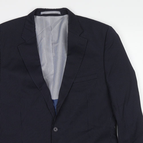 Marks and Spencer Mens Blue Striped Wool Jacket Suit Jacket Size 40 Regular