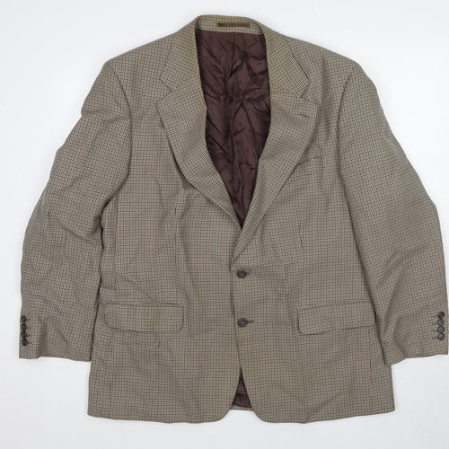 Mr Harry Mens Beige Geometric Polyester Jacket Blazer Size 46 Regular