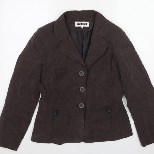 Vogue Womens Brown Jacket Blazer Size 10 Button