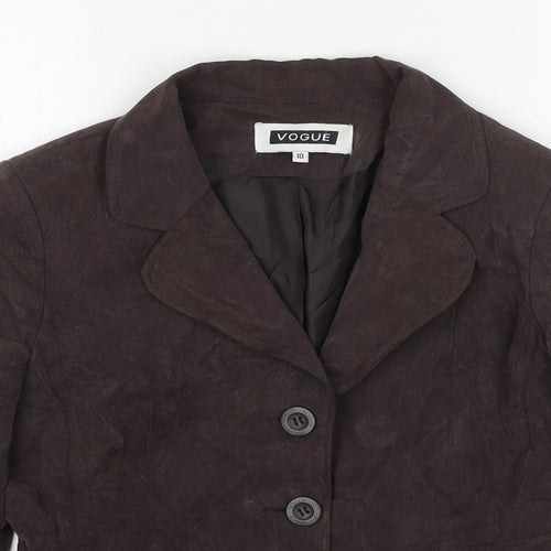 Vogue Womens Brown Jacket Blazer Size 10 Button