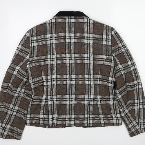 Spice Womens Brown Plaid Jacket Blazer Size 16 Buckle