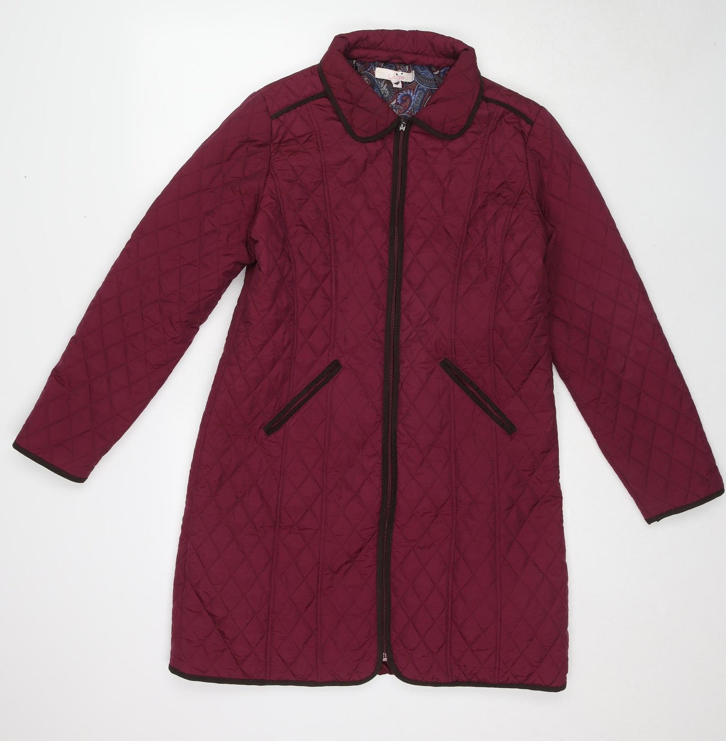 Julipa Womens Purple Quilted Coat Size 12 Zip
