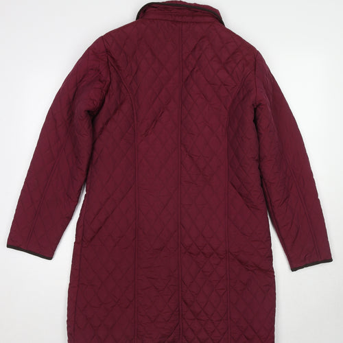 Julipa Womens Purple Quilted Coat Size 12 Zip
