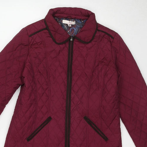 Julipa Womens Purple Quilted Coat Size 12 Zip