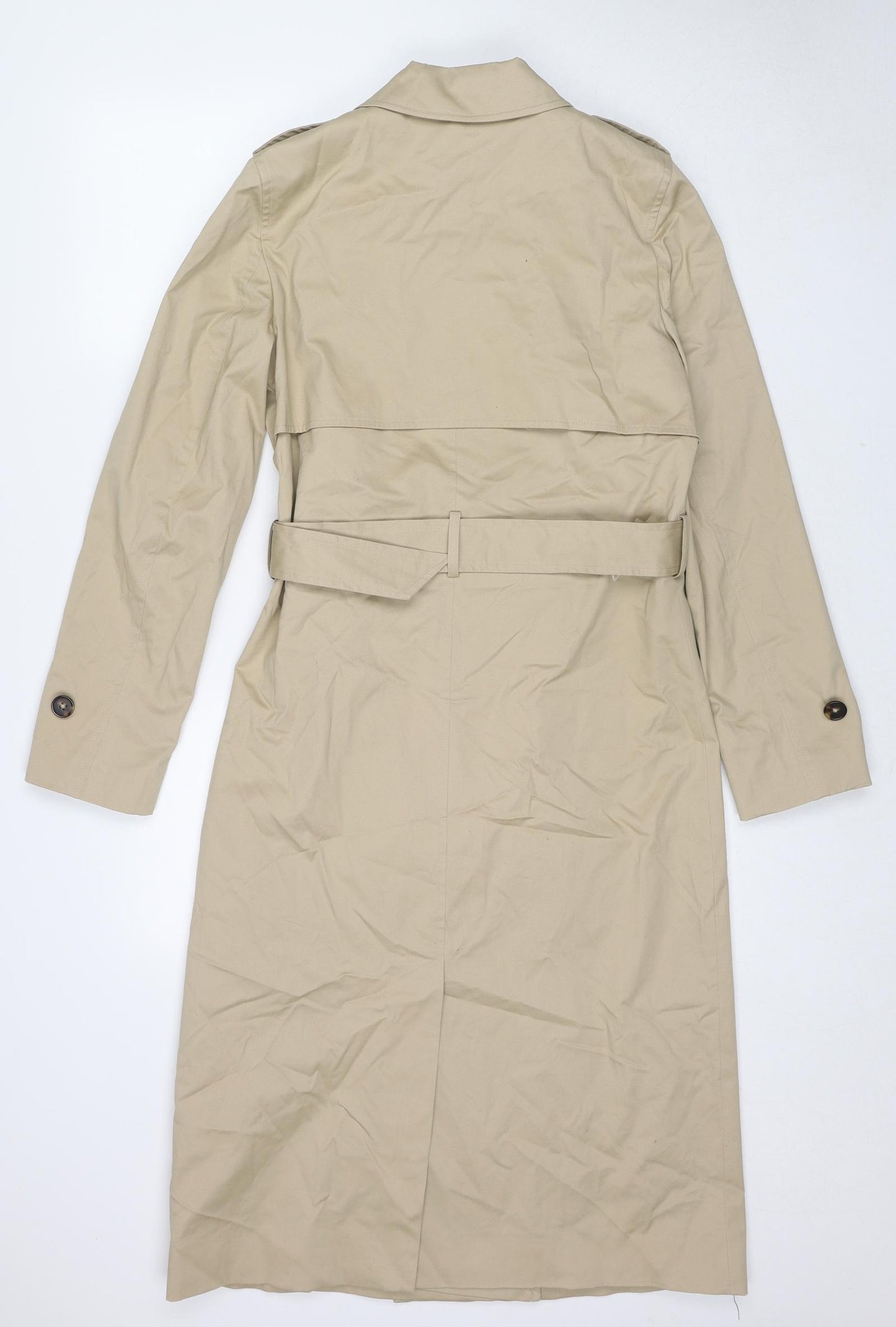 Marks and Spencer Womens Beige Trench Coat Coat Size 8 Button
