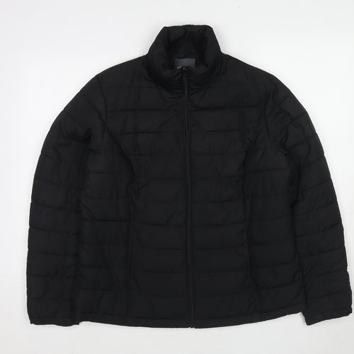 Studio Womens Black Quilted Jacket Size 14 Zip