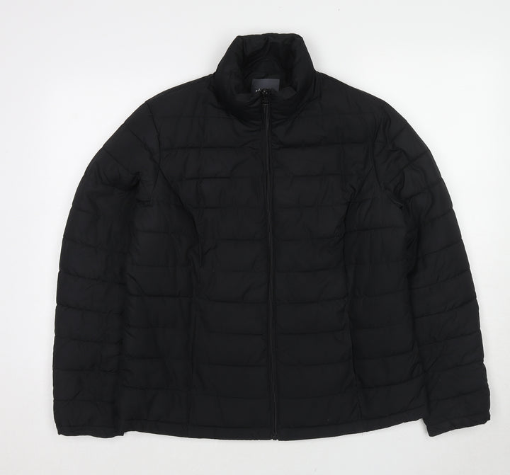 Studio Womens Black Quilted Jacket Size 14 Zip