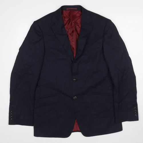 Marks and Spencer Mens Blue Striped Wool Jacket Suit Jacket Size 38 Regular