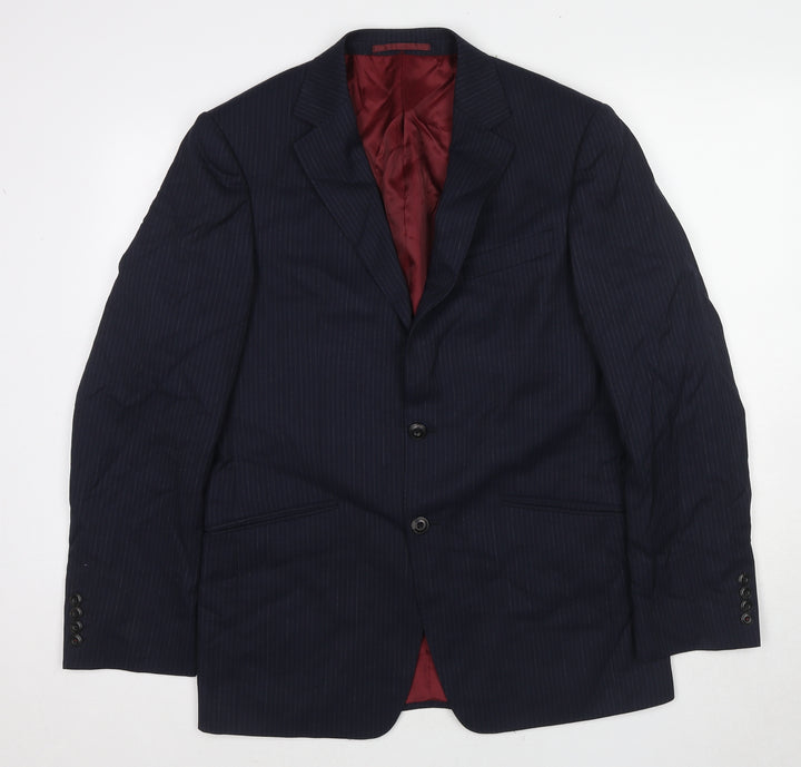 Marks and Spencer Mens Blue Striped Wool Jacket Suit Jacket Size 38 Regular