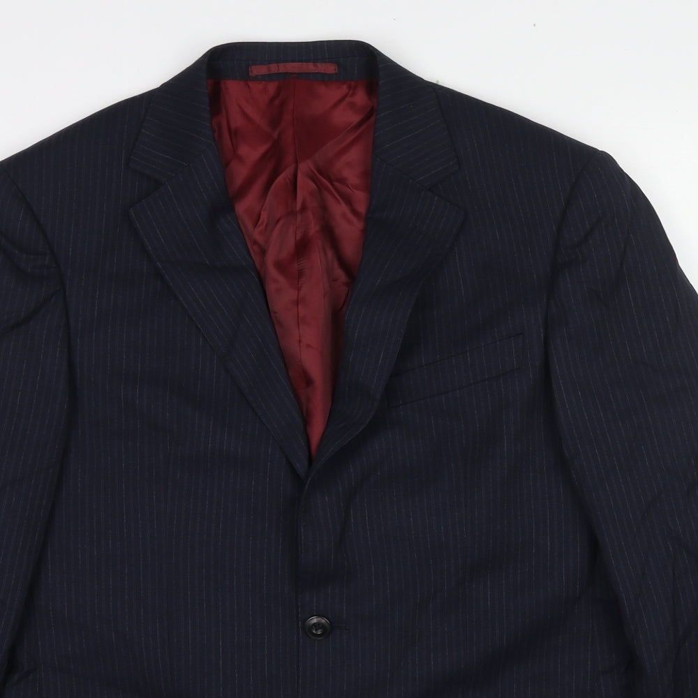Marks and Spencer Mens Blue Striped Wool Jacket Suit Jacket Size 38 Regular