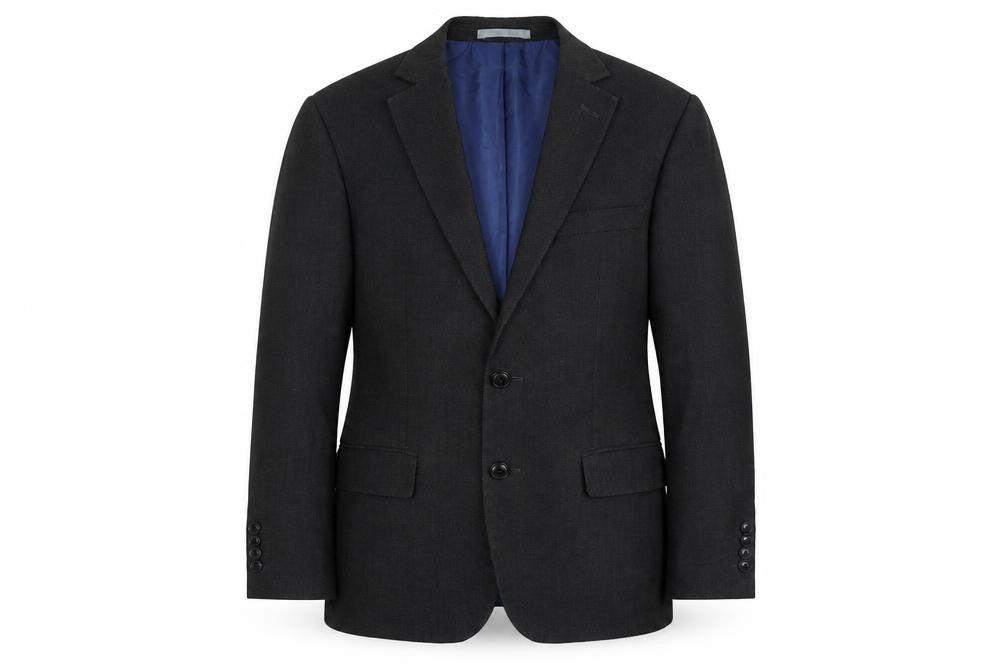 Front view of Marks & Spencer men’s grey polyester jacket suit jacket, size 38, regular