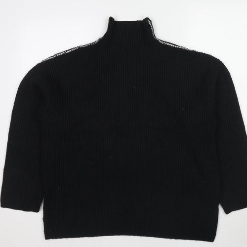 Marks and Spencer Womens Black High Neck Polyester Pullover Jumper Size L