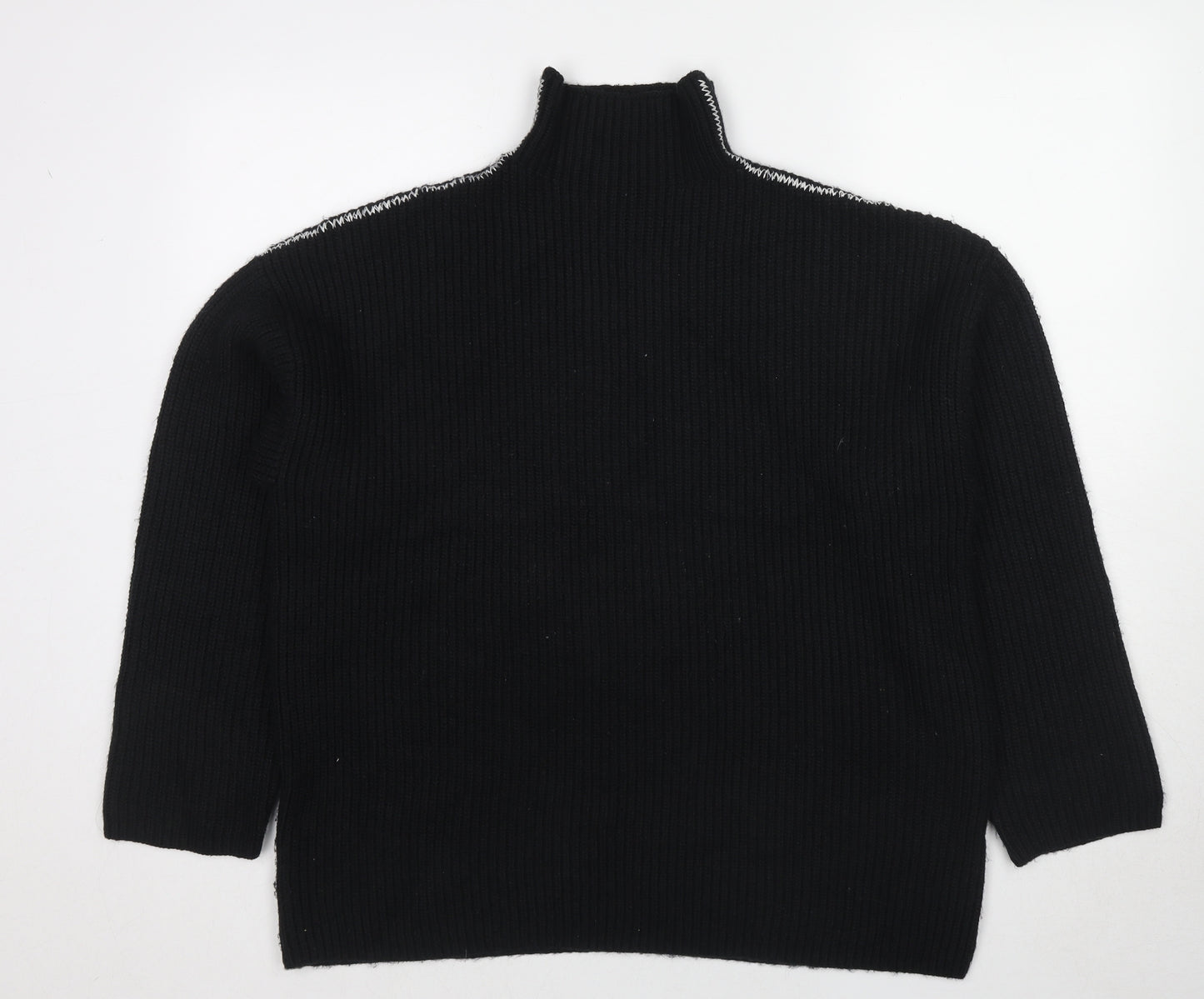 Marks and Spencer Womens Black High Neck Polyester Pullover Jumper Size L
