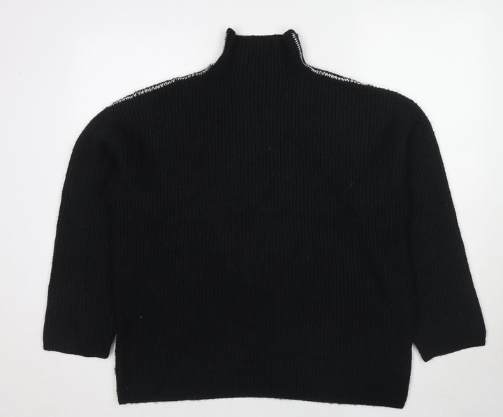 Marks and Spencer Womens Black High Neck Polyester Pullover Jumper Size L
