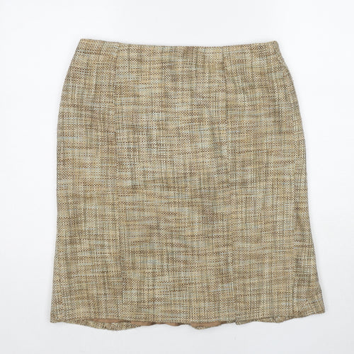 Oasis Womens Beige Polyester A-Line Skirt Size 12 Zip