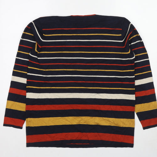 EWM Womens Multicoloured Round Neck Striped Viscose Pullover Jumper Size 18 - Size 18-20