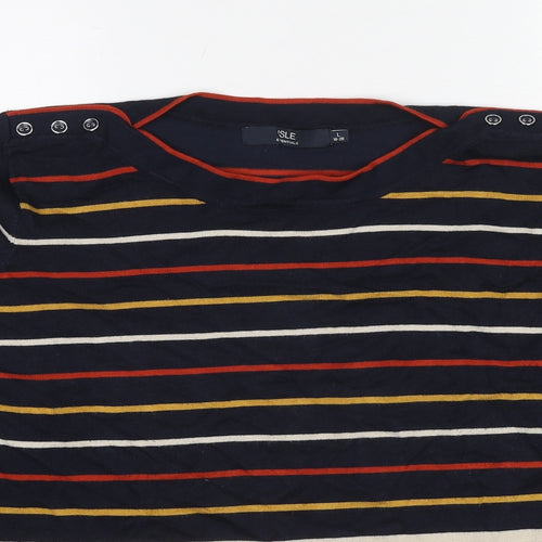 EWM Womens Multicoloured Round Neck Striped Viscose Pullover Jumper Size 18 - Size 18-20