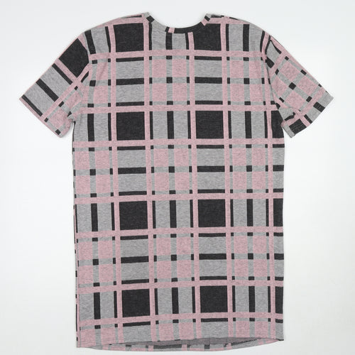 River Island Womens Multicoloured Plaid Polyester T-Shirt Dress Size 10 Round Neck Pullover