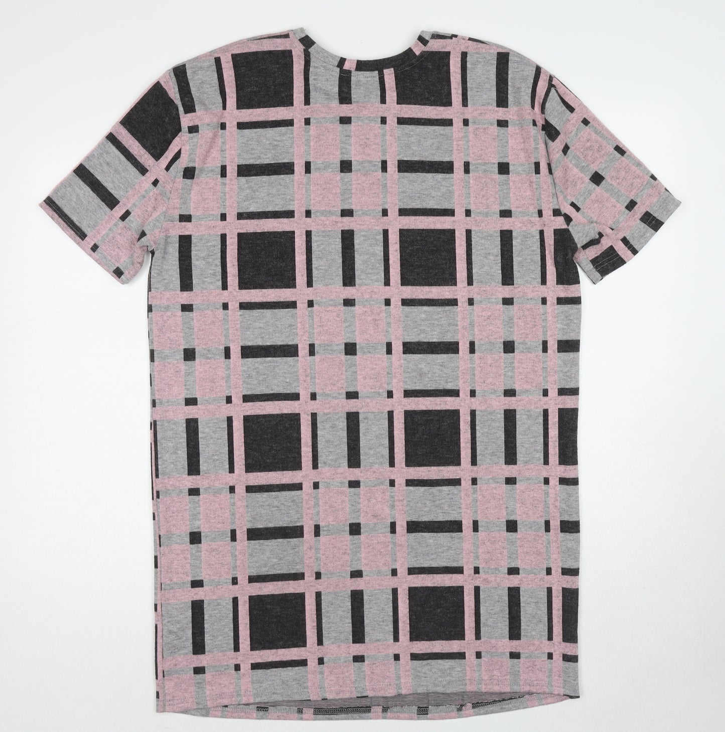 River Island Womens Multicoloured Plaid Polyester T-Shirt Dress Size 10 Round Neck Pullover