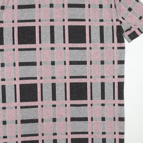River Island Womens Multicoloured Plaid Polyester T-Shirt Dress Size 10 Round Neck Pullover