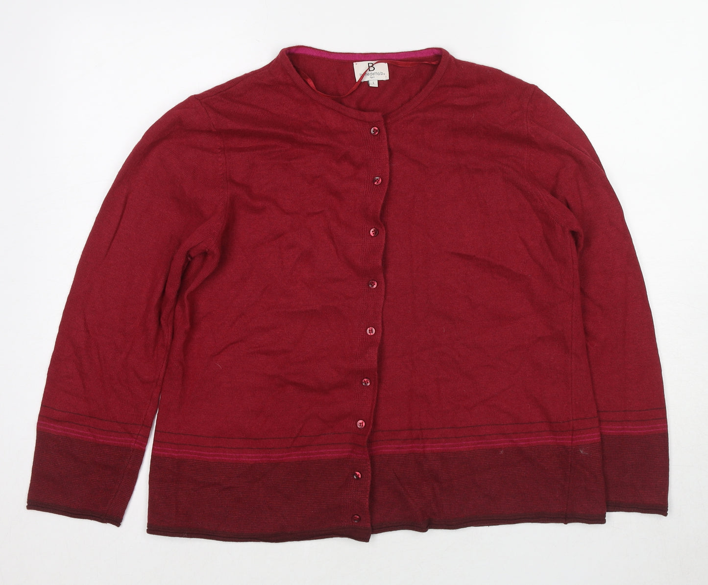 Benedetta.b. Womens Red Round Neck Wool Cardigan Jumper Size L