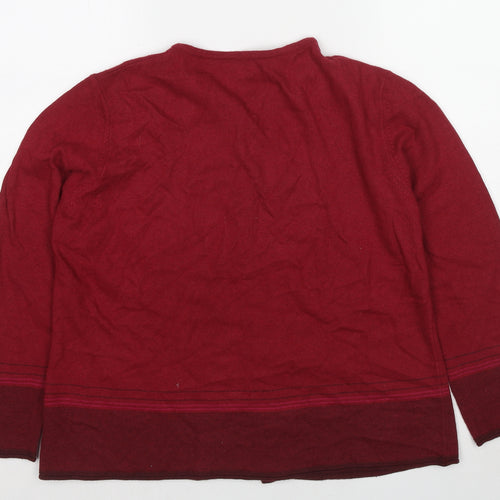 Benedetta.b. Womens Red Round Neck Wool Cardigan Jumper Size L