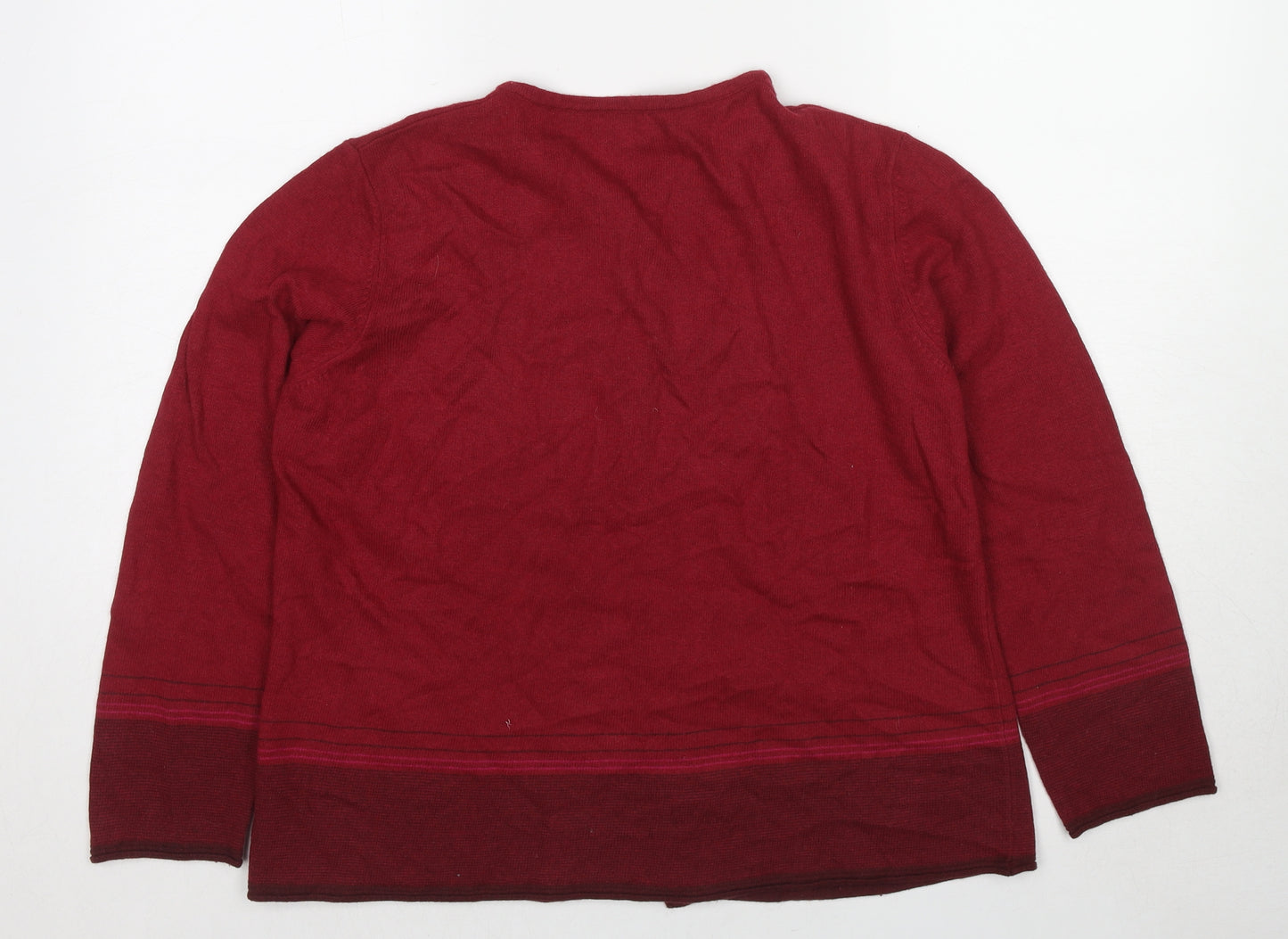 Benedetta.b. Womens Red Round Neck Wool Cardigan Jumper Size L