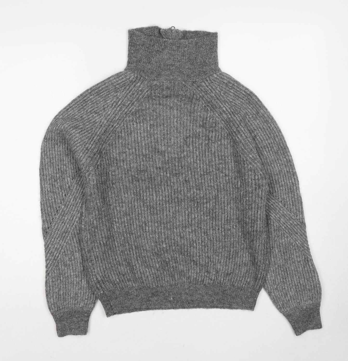 Marks and Spencer Womens Grey High Neck Acrylic Pullover Jumper Size S