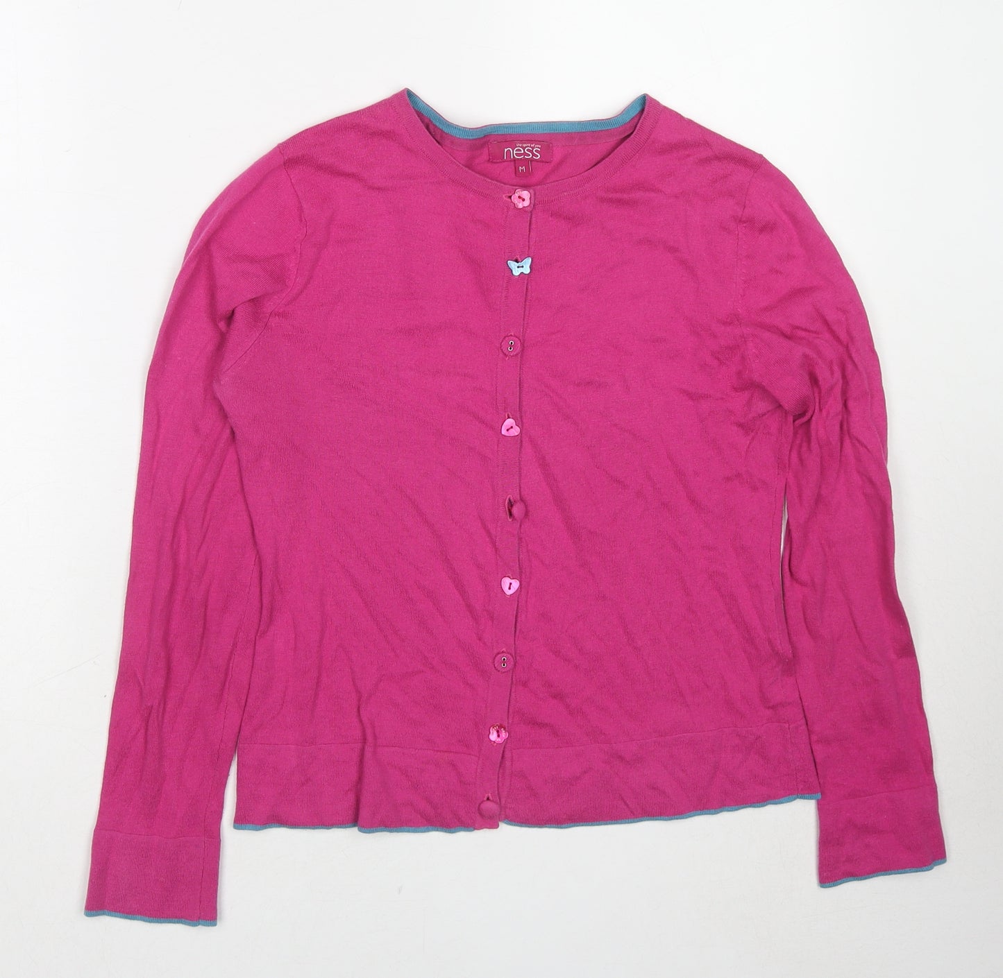 Ness Womens Pink Round Neck Cotton Cardigan Jumper Size M