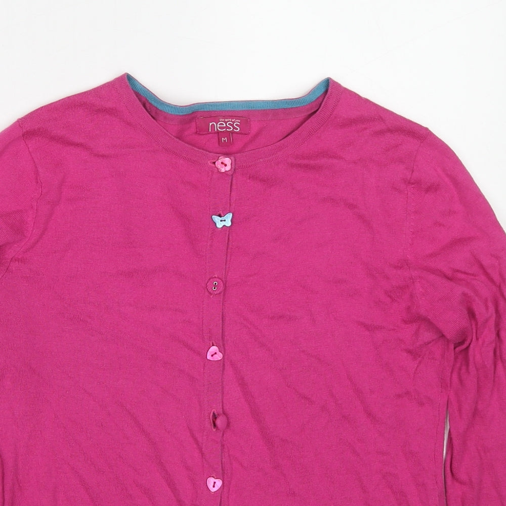 Ness Womens Pink Round Neck Cotton Cardigan Jumper Size M