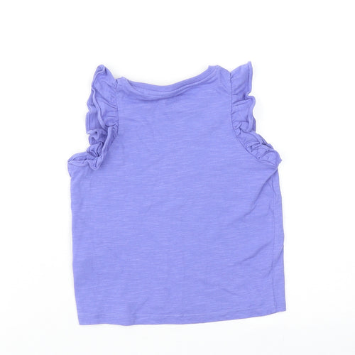 Marks and Spencer Girls Purple Cotton Basic Tank Size 3-4 Years Round Neck Pullover