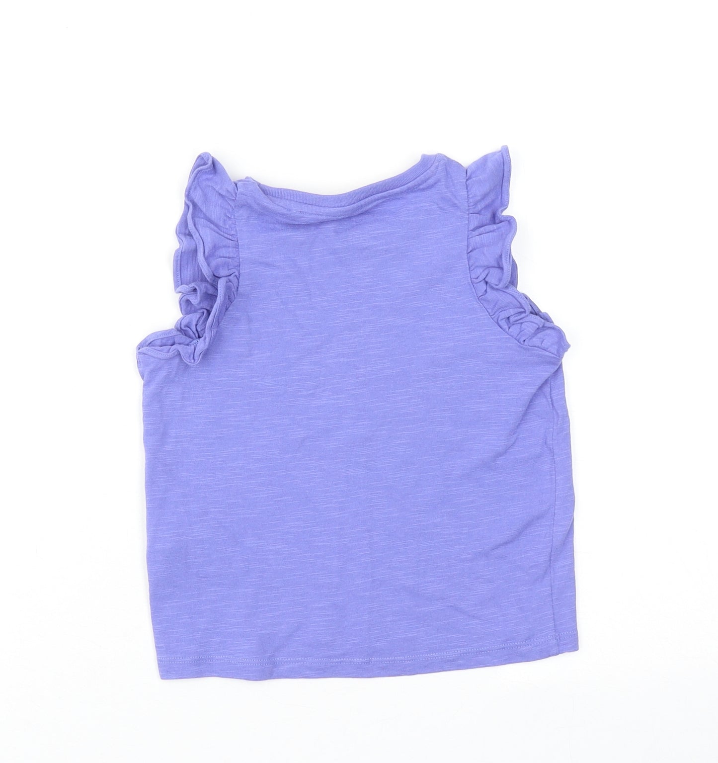 Marks and Spencer Girls Purple Cotton Basic Tank Size 3-4 Years Round Neck Pullover