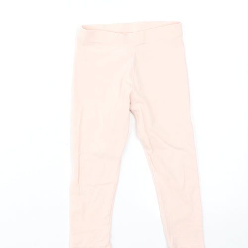 NEXT Girls Pink Cotton Jogger Trousers Size 3-4 Years Regular Pullover - Leggings