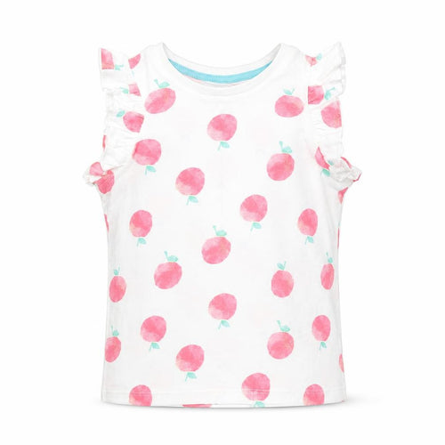 Marks and Spencer Girls Blue Geometric Cotton Basic Tank Size 3-4 Years Round Neck Pullover - Peach Print