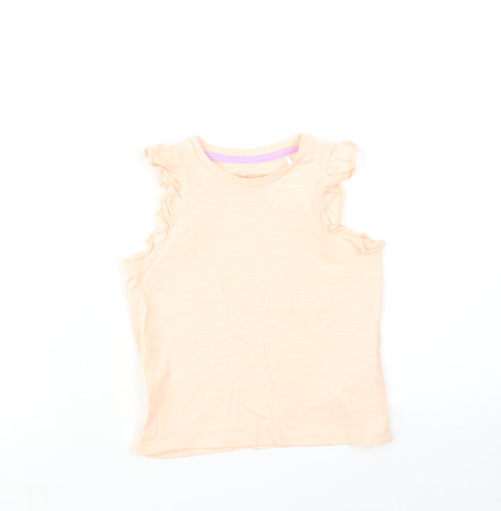 Marks and Spencer Girls Pink Cotton Basic Tank Size 3-4 Years Round Neck Pullover