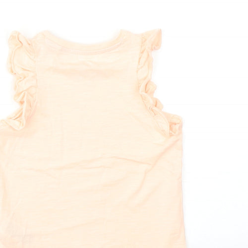 Marks and Spencer Girls Pink Cotton Basic Tank Size 3-4 Years Round Neck Pullover