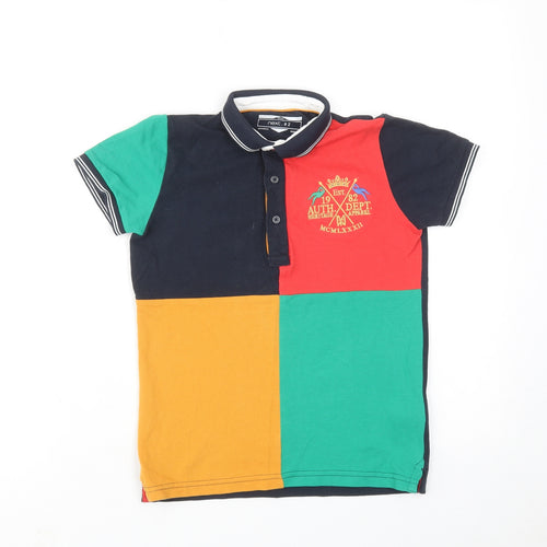 NEXT Boys Multicoloured Colourblock Cotton Basic Polo Size 6-7 Years Collared Button