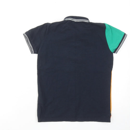 NEXT Boys Multicoloured Colourblock Cotton Basic Polo Size 6-7 Years Collared Button