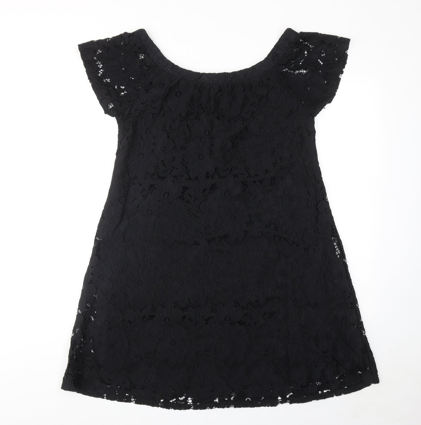 River Island Womens Black Nylon Shift Size 16 Off the Shoulder Pullover