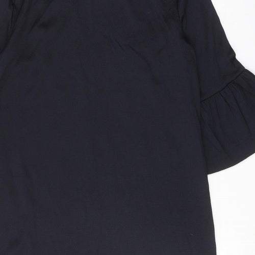 NEXT Womens Blue Viscose Shift Size 16 Boat Neck Zip - Flute Sleeve