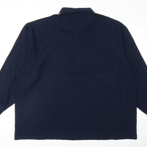 Marks and Spencer Mens Blue Colourblock Cotton Polo Size 3XL Collared Button