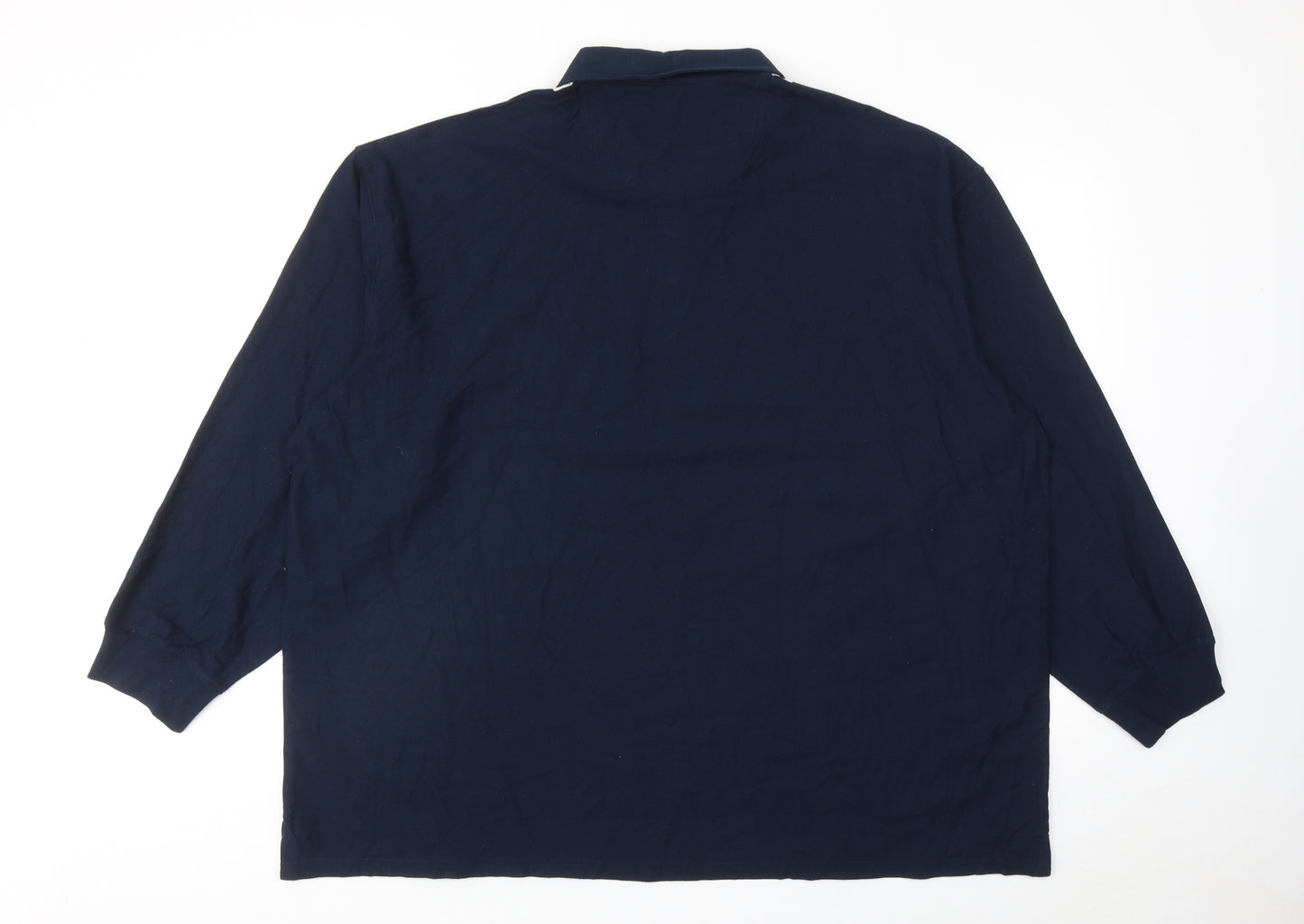 Marks and Spencer Mens Blue Colourblock Cotton Polo Size 3XL Collared Button